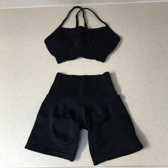 Black Sports Bra and Shorts Set